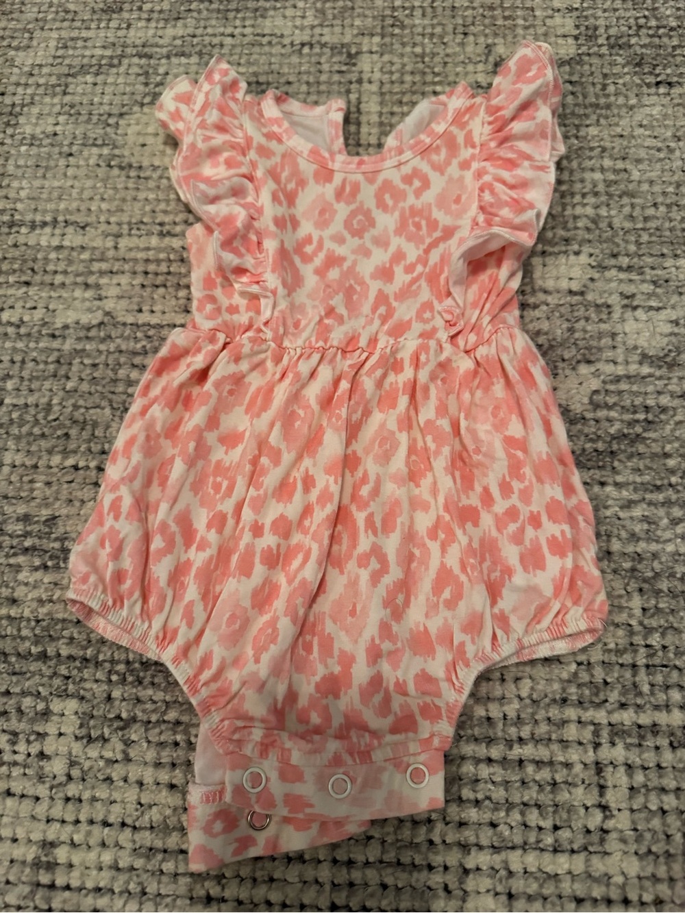 Caden Lane Pink White Leopard Ruffle Romper